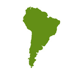 South America Map Silhouette Green