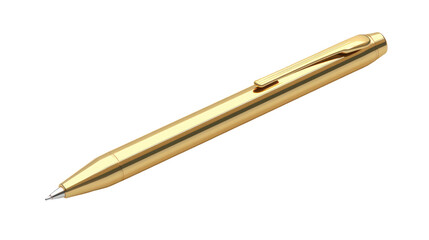 Gold Ballpoint Pen on Transparent Background PNG Style 3D Rendering

