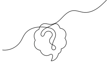 Obraz premium Question mark continuous one line drawing in minimalist style outline vector illustration 