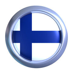 3D Finland Flag Emblem with circle metallic frame, showcasing national emblem detail in a polished, modern design. Perfect for apps, UI, or educational use