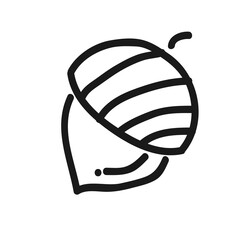 Abstract Black and White Line Art: Striped Shell-like Form