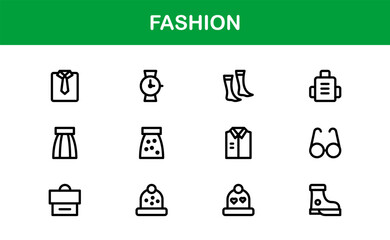 Fashion Industry Modern Professional Line Icon Pack Sleek Minimal Vector Set Featuring Clothing and Accessories