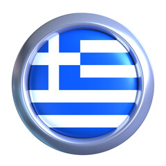 3D Greece Flag Emblem with circle metallic frame, showcasing national emblem detail in a polished, modern design. Perfect for apps, UI, or educational use