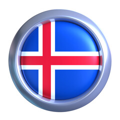 3D Iceland Flag Emblem with circle metallic frame, showcasing national emblem detail in a polished, modern design. Perfect for apps, UI, or educational use