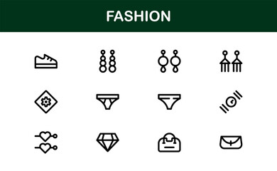 Fashion Industry Modern Professional Line Icon Pack Sleek Minimal Vector Set Featuring Clothing and Accessories