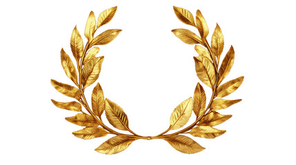 Golden Laurels or Victory Wreath Classic Antique Style on Transparent Background

