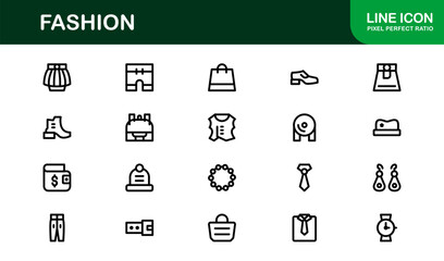 Fashion Industry Modern Professional Line Icon Pack Sleek Minimal Vector Set Featuring Clothing and Accessories