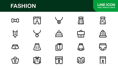 Fashion Industry Modern Professional Line Icon Pack Sleek Minimal Vector Set Featuring Clothing and Accessories