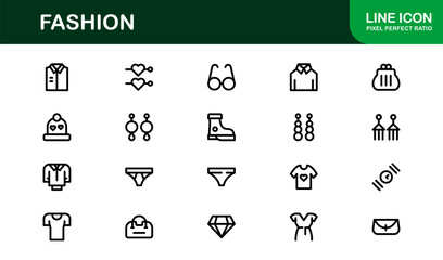 Fashion Industry Modern Professional Line Icon Pack Sleek Minimal Vector Set Featuring Clothing and Accessories