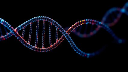 Abstract glowing blue DNA helix pattern illustrating scientific biotechnology research and connection