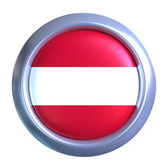 3D Austria Flag Emblem with circle metallic frame, showcasing national emblem detail in a polished, modern design. Perfect for apps, UI, or educational use