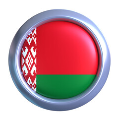 3D Belarus Flag Emblem with circle metallic frame, showcasing national emblem detail in a polished, modern design. Perfect for apps, UI, or educational use