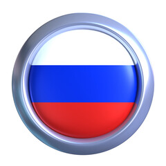 3D Russia Flag Emblem with circle metallic frame, showcasing national emblem detail in a polished, modern design. Perfect for apps, UI, or educational use