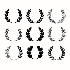 Circular laurel wreath Icon elegant foliate vector symbol.eps