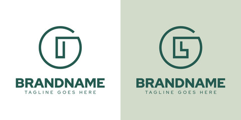 Letters GI GL Monoline Logo Set, for any business with GI IG GL LG initials