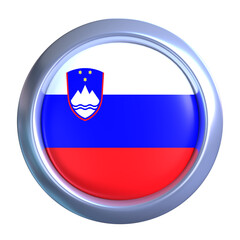 3D Slovenia Flag Emblem with circle metallic frame, showcasing national emblem detail in a polished, modern design. Perfect for apps, UI, or educational use
