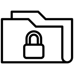 Secure Folder Outline icon, Black And White Outline Icon Vector.