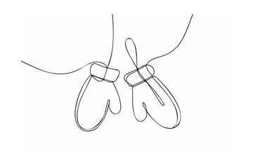 Minimalist line art of winter mittens clothing accessory
