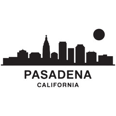 Obraz premium Pasadena skyline horizontal banner. Pasadena City, California. Vector template for your design. Vector black silhouette. with white background
