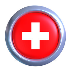 3D Switzerland Flag Emblem with circle metallic frame, showcasing national emblem detail in a polished, modern design. Perfect for apps, UI, or educational use