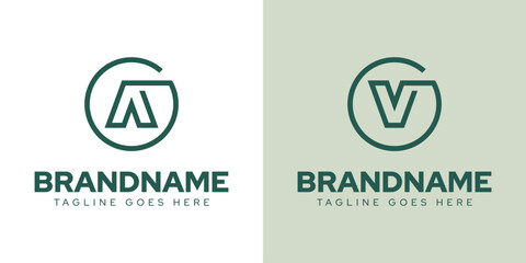 Letters GA GV Monoline Logo Set, for any business with GA AG GV VG initials