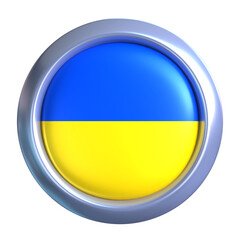 3D Ukraine Flag Emblem with circle metallic frame, showcasing national emblem detail in a polished, modern design. Perfect for apps, UI, or educational use