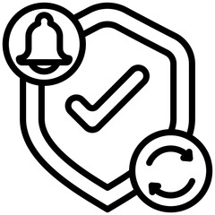 Security Update Notification Outline icon, Black And White Outline Icon Vector.
