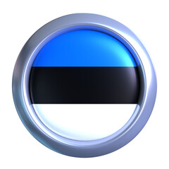 3D Estonia Flag Emblem with circle metallic frame, showcasing national emblem detail in a polished, modern design. Perfect for apps, UI, or educational use