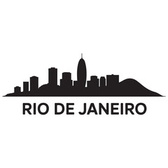 Obraz premium Rio de Janeiro city skyline. Negative space city. Vector black silhouette. with white background