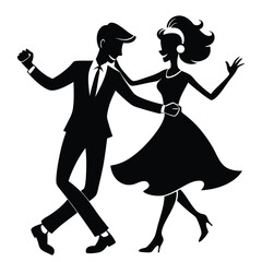 Happy Couple Dancing Together – Vector Illustration