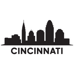 Naklejka premium Vector Cincinnati skyline. Travel Cincinnati famous landmarks. Business and tourism concept for presentation, banner, web site. Vector black silhouette. with white background