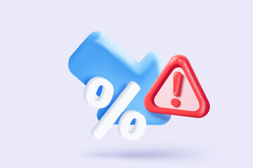 3d red danger attention for help or emergency notice alert on rescue warning. loud alert important for security urgency concept. 3d warning urgent buttons icon vector render illustration