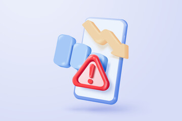 3D stock trading graph report for statistic in bubble icon. Sell and buy money cash and exchange with finance business failure, analyzing investment. 3d bank trading icon vector render illustration