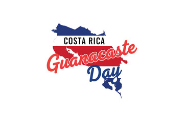Costa Rica map features national colors for Guanacaste Day celebrations, transparent background