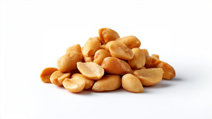 Fototapeta premium Fresh roasted peanuts pile on white background for healthy snacking concept
