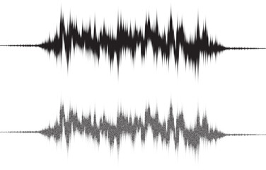 Abstract Soundwave Vector with Grain Noise and  Grunge Effect. Audio Frequency Equalizer Illustration.