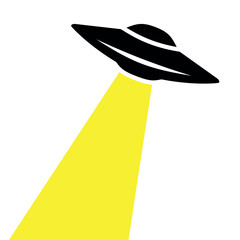 UFO icon. Symbol of fantasy, mysticism or space.Flying saucer, attribute of an alien or extraterrestrial civilization.