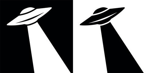 UFO icon. Symbol of fantasy, mysticism or space.Flying saucer, attribute of an alien or extraterrestrial civilization.