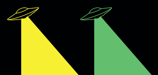 UFO icon. Symbol of fantasy, mysticism or space.Flying saucer, attribute of an alien or extraterrestrial civilization. Spacecraft.