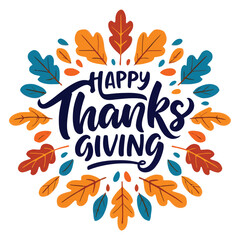 Obraz premium Whimsical Thanksgiving Greeting Surrounded by Colorful Autumnal Foliage A Heartwarming Holiday Celebration Design