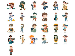 Fototapeta premium photographer flat design illustration set