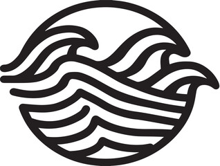 Beautiful Sea Icon in Simple Clean Minimalist Drawing