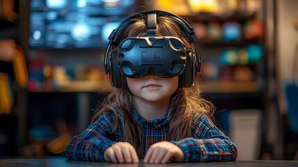 Child exploring virtual reality a visionary leader of the future