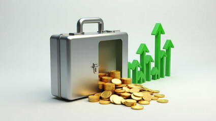 A Silver Metallic Briefcase with a Slightly Open Lid, Perfect for Business Professionals