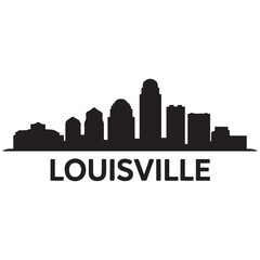 Fototapeta premium Louisville skyline silhouette. Black Louisville city. Vector black silhouette. with white background