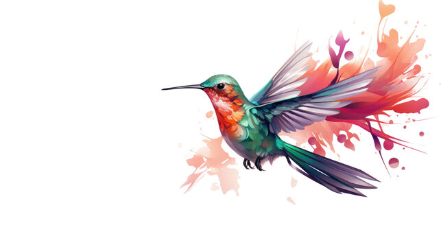 Charming hummingbird illustration with delicate details perfect for nature inspired art isolated on white background - Powered by Adobe