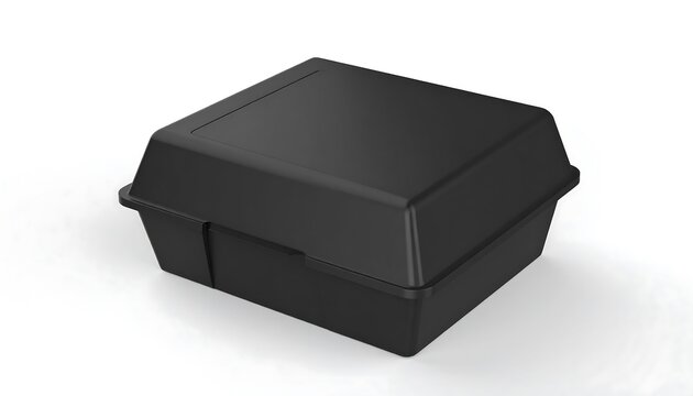 Black food container on white background