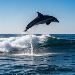 Energetic Dolphin Leaping Over Ocean Waves