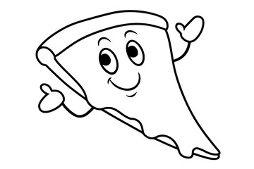 Happy slice of pizza character ready for coloring fun