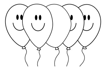 Colorful balloons with smiling faces for fun and engaging activities in classrooms or at home